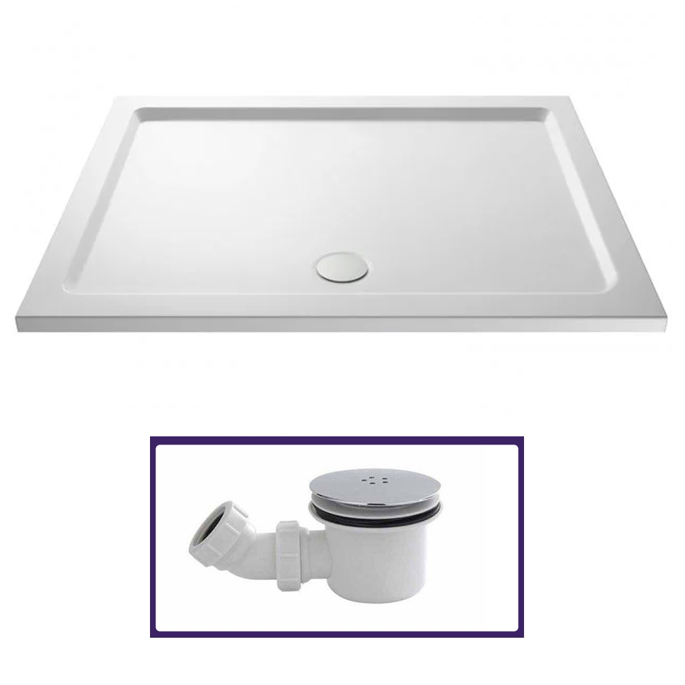 Slim Rectangle Stone Resin 1400 x 800 Shower Tray For Wetroom and Free Waste